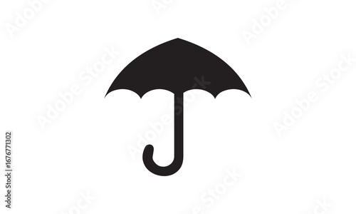 Black open umbrella for rain protection isolated on a white background