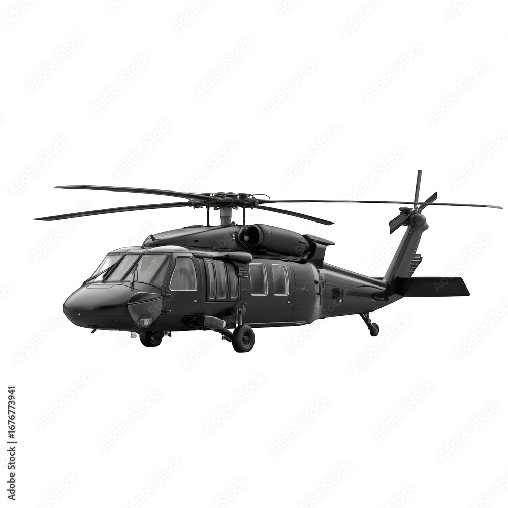 Fototapeta premium Dark gray military helicopter profile