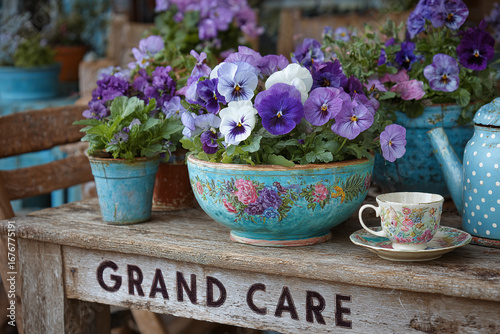 spring flowers in pots