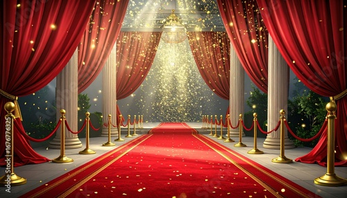 red carpet with spotlight