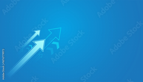increasing profits, or achieving higher goals. The clean blue background and the Growth blue arrows on light blue background used in finance, Forex trading, banking market