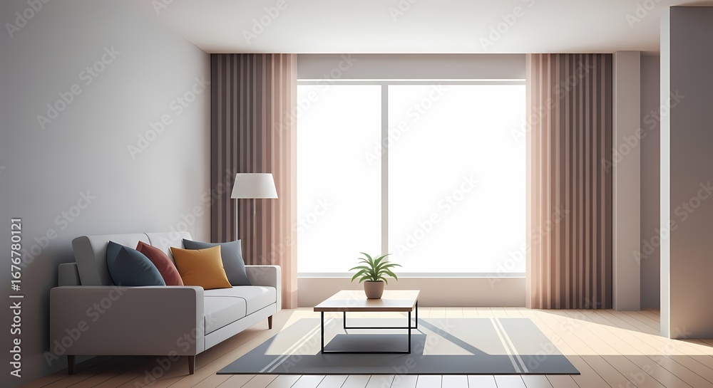 Fototapeta premium A peaceful flat illustration of a minimalist living room