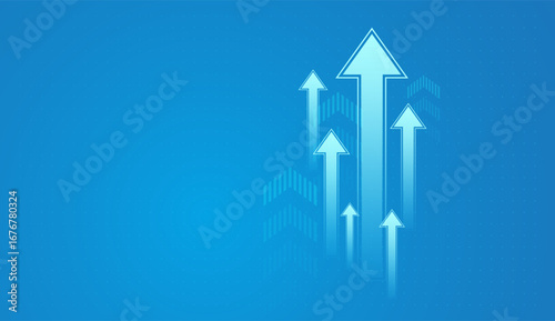 The glowing, futuristic design suggests innovation, technology, and advancement. This visual is often used in business, finance, and performance-related contexts to highlight improvement