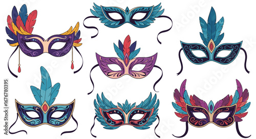 Ornate venetian carnival masks festive celebratory event party accessories