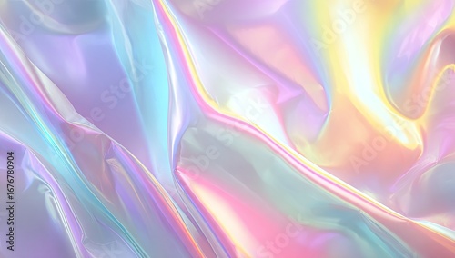 Abstract iridescent draped fabric