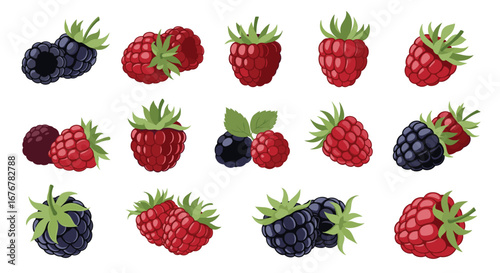 Vibrant assortment of fresh juicy berries in a colorful collection of nature's sweet delights