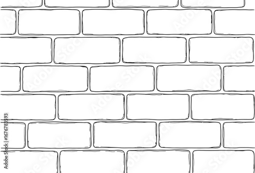 Simple hand drawn sketch of a white brick wall texture background