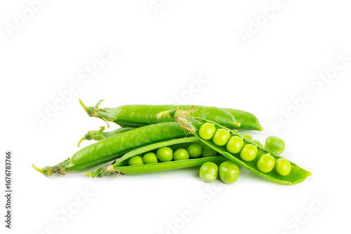 Wallpaper Mural Fresh green pea pods with green peas isolated on white background. Sweet green peas. Green pea beans vegetables. Vegan. healthy vegetable Torontodigital.ca