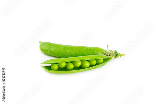 Wallpaper Mural Fresh green pea pods with green peas isolated on white background. Sweet green peas. Green pea beans vegetables. Vegan. healthy vegetable Torontodigital.ca