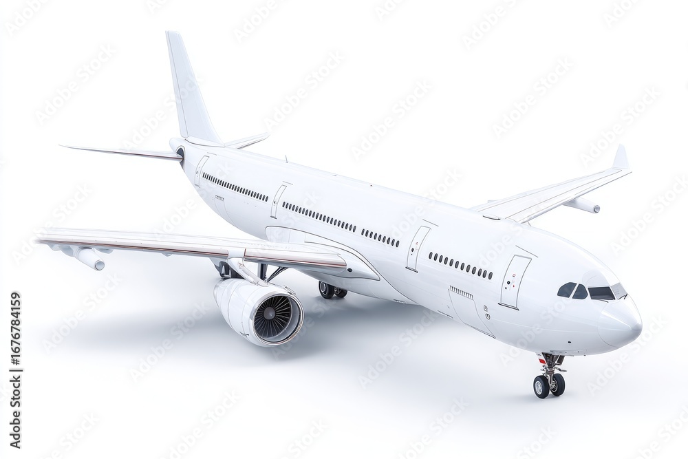 Obraz premium White passenger jet, isolated on white