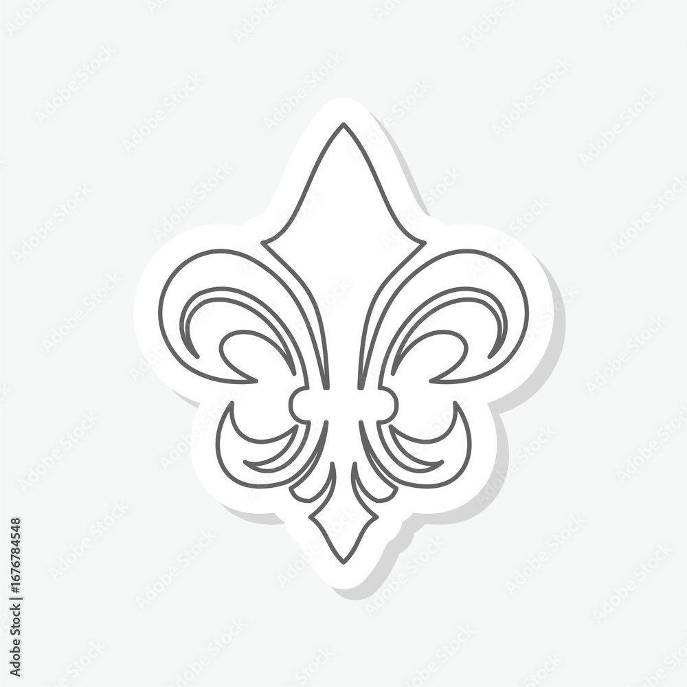 Fototapeta premium Fleur de lis line icon sticker isolated on gray background