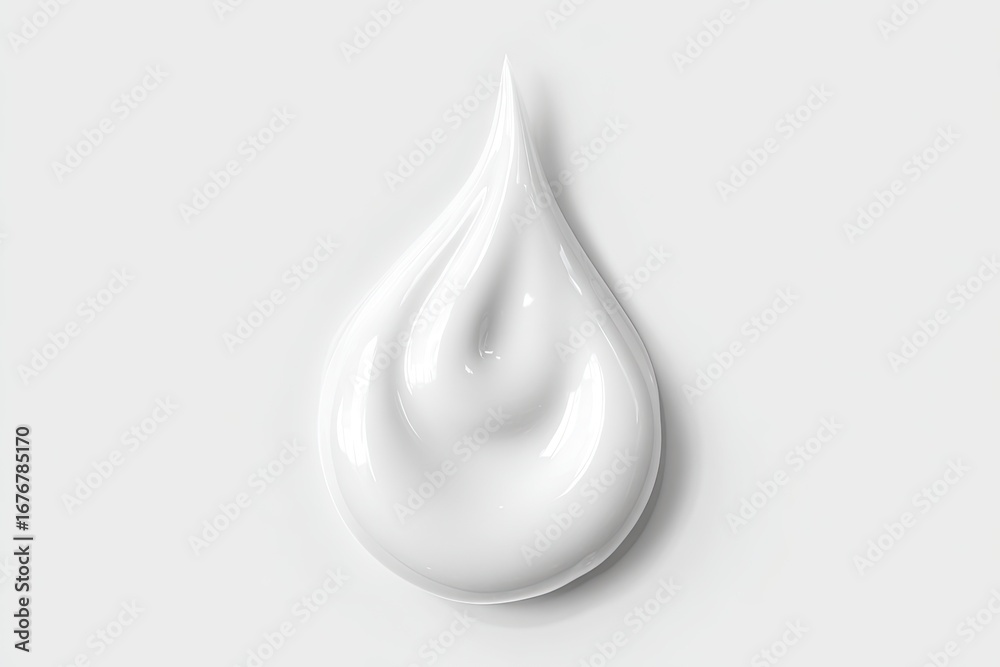 Fototapeta premium Creamy white cosmetic drop, smooth texture