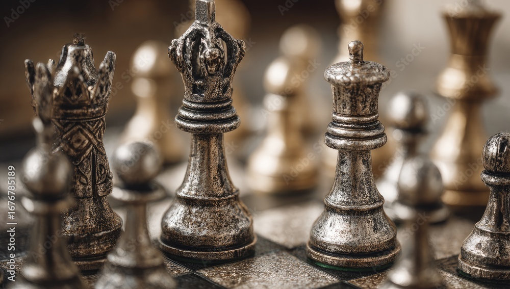 Fototapeta premium Close-up of chess pieces on a board