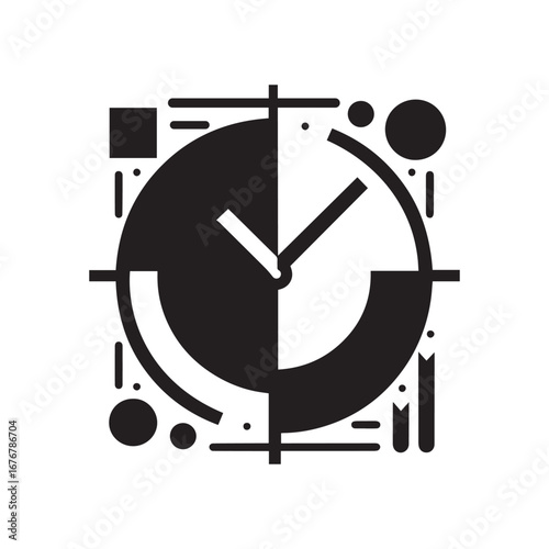 Minimal Black and White Clock for Time Management