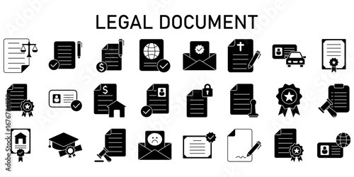 legal document Line Editable Icons set. Vector illustration in modern thin line style icons Isolated on transparent background.