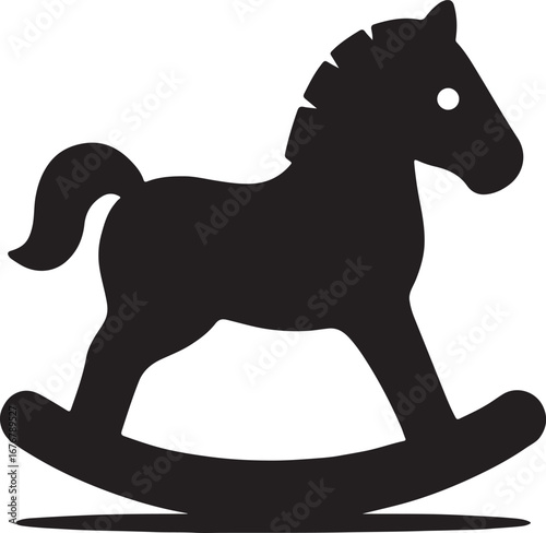 Classic black silhouette of a rocking horse toy