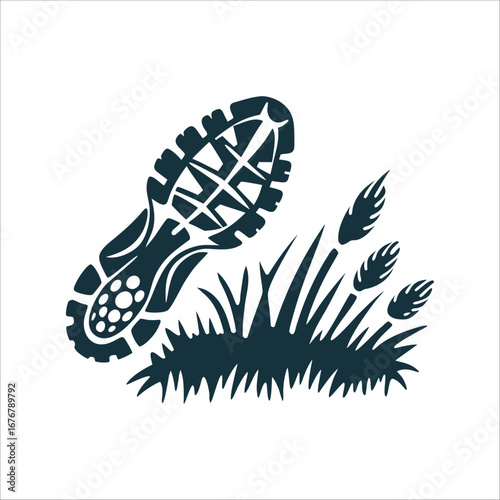 Rugby Boot Print Cleat marks in motion Rugby Boot Print on Grass Illustration