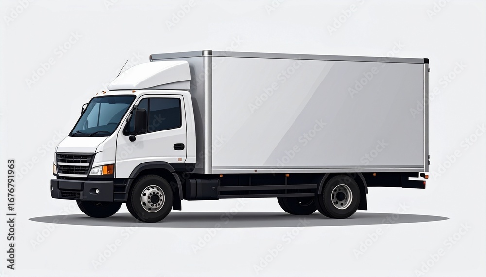 Fototapeta premium A creative vector style illustration of a delivery truck in flat design isolated on a clean white background 