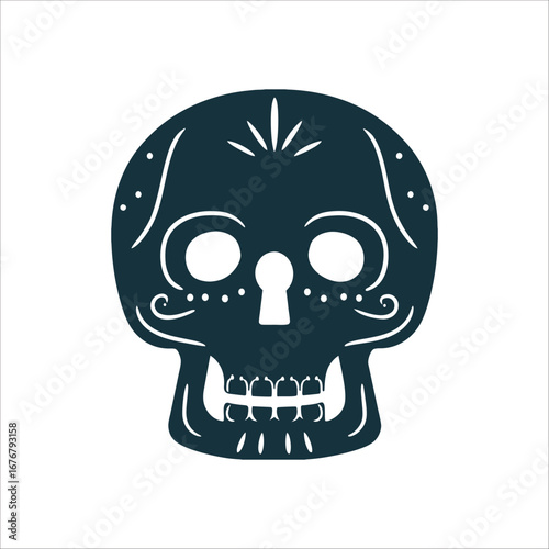 Stylized Skull with Keyhole Jaw Illustration Ancestral Bones A stylized skull with a keyhole jaw