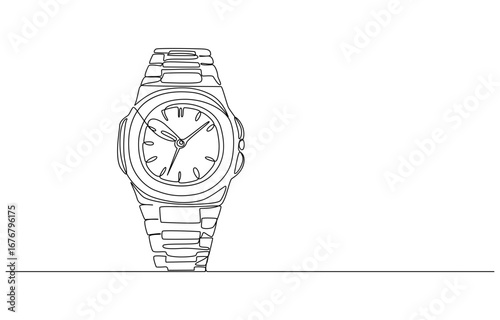 Hand Watch concept continuous one line drawing