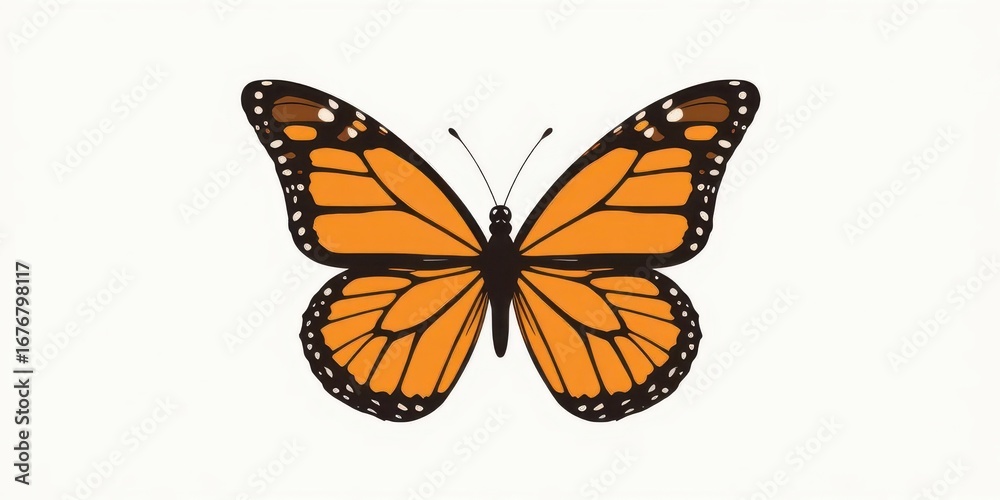Obraz premium Monarch Butterfly Wings Minimalist graphic design highlighting Monarch butterfly wings with geometric shapes and a muted color