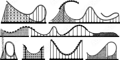 Rollercoaster silhouette vector. Rollercoaster Black flat icon illustration	