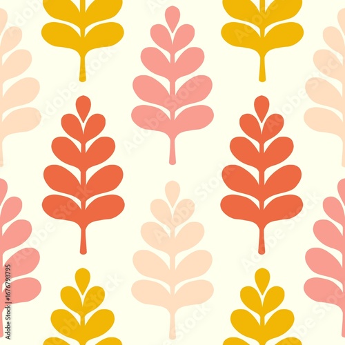 Seamless Simple Leaf Pattern in Yellow and Orange – Scandinavian Autumn Fall Style