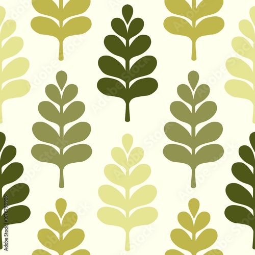 Seamless Simple Leaf Pattern in Green – Scandinavian Summer Spring Style
