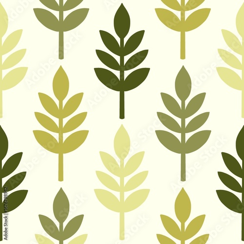 Minimal Leaf Seamless Pattern in Green – Scandinavian Summer Spring Style