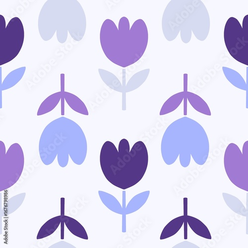 Cute Tulip Pattern Seamless Design in Purple - Playful Style 