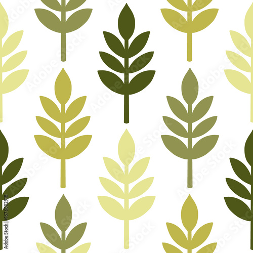 Minimal Leaf Seamless Pattern in Green – Scandinavian Summer Spring Style Transparent