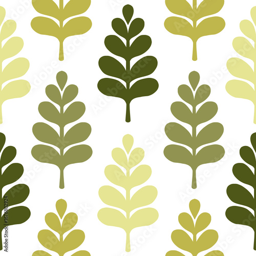 Seamless Simple Leaf Pattern in Green – Scandinavian Summer Spring Style Transparent