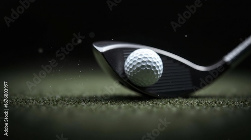 Golf ball on club face golf club sports
