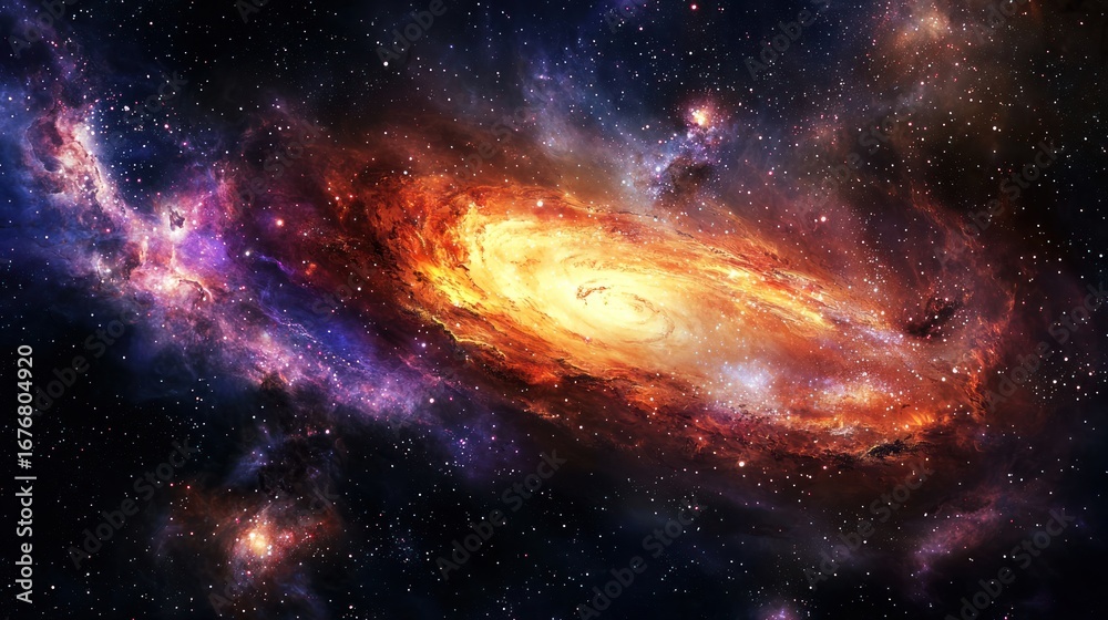 Fototapeta premium A cosmic scene showing a vibrant, swirling gas cloud