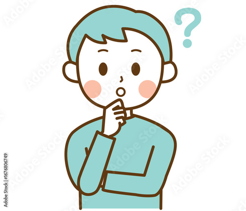 疑問を浮かべている男性のイラスト