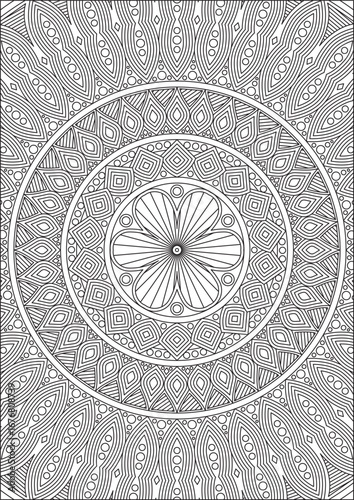 Line Art Mandala Coloring Pages Zentangle Full Page Stress Relief Art Therapy Vector