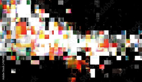 Abstract pixelated pattern with vibrant colors and glitches