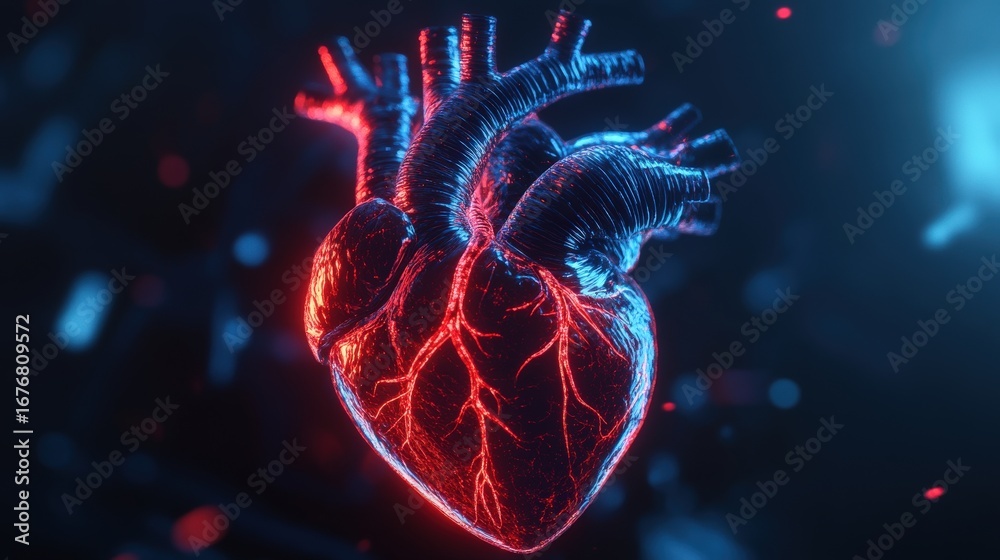 Fototapeta premium Detailed anatomical representation of a human heart.