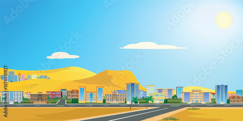 a cityscape in the desert