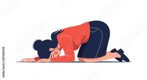Young woman performing a yoga pose on the floor in a relaxed and calm manner finding peace and serenity within herself