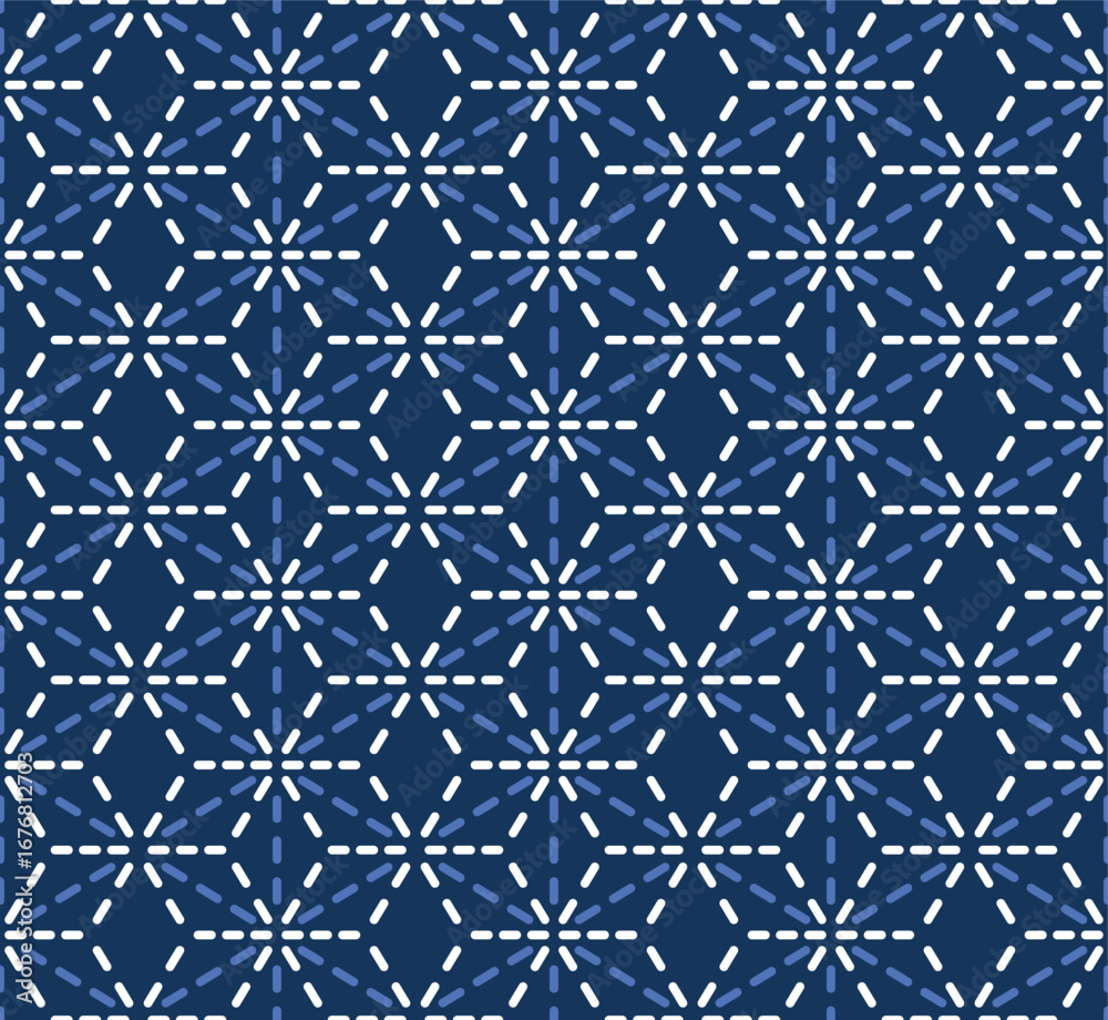Fototapeta premium Japanese Hexagon Line Net Vector Seamless Pattern 