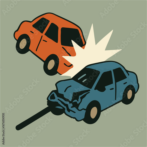 Car Crash Accident Collision Vehicle Damage Safety Illustration