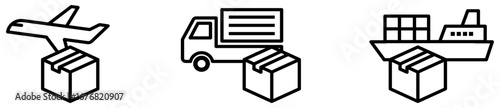 ショッピングアイコン航空便・船便・トラック便線画