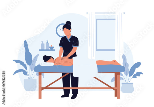 Skilled therapist provides relaxing massage therapy to a client on a comfortable bed