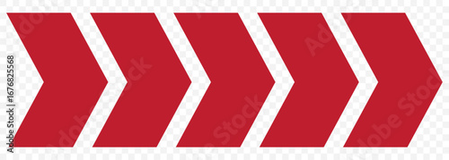 Navigation Chevron Arrows – Red on Transparent Background. EPS 10.