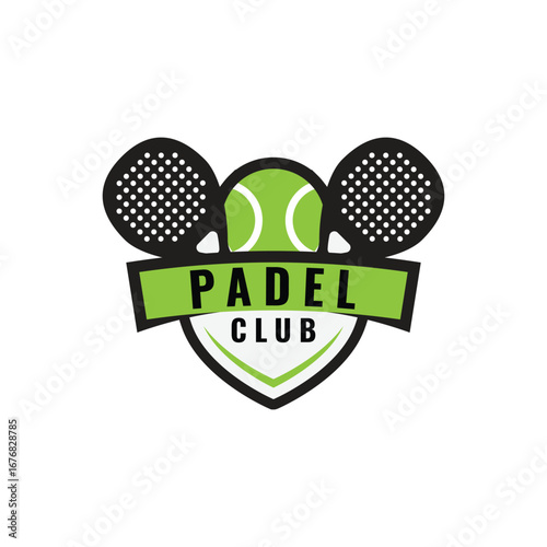 Dynamic Padel Club logo design featuring rackets and balls for sports branding and promotion