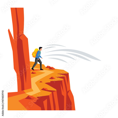 Cliffside Explorer: A lone explorer, backpack in tow, stands on the precipice of a dramatic cliff. capturing the essence of adventure, courage, and the indomitable spirit of exploration