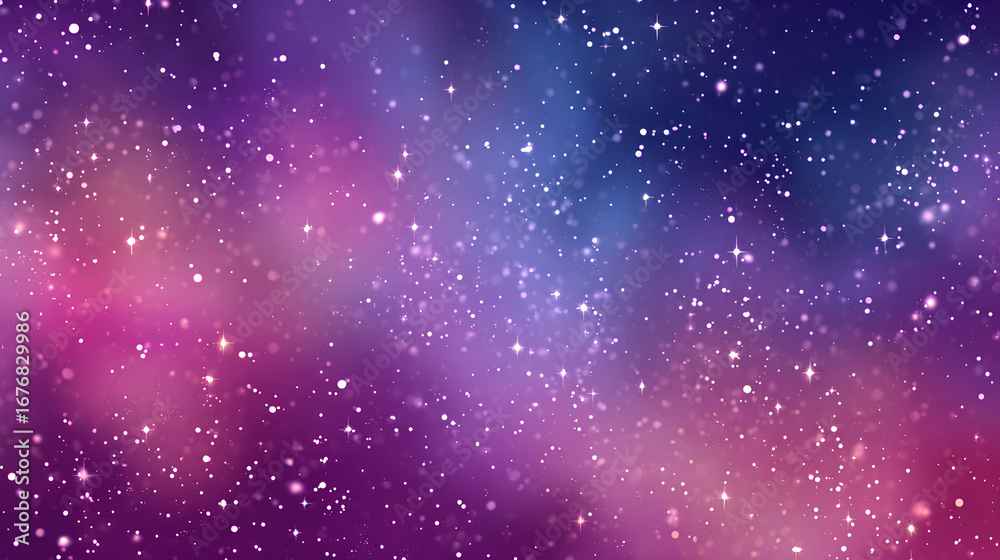 Obraz premium Sparkling starry sky, background illustration, purple pink gradient Stock Illustration