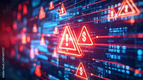 Cybersecurity Threat Detection and Data Breach Visualization with Warning Signs and Binary Code