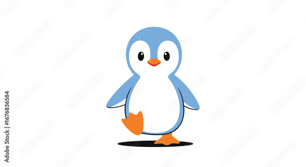 Obraz premium Adorable cartoon penguin strutting happily, perfect for children's books and playful designs, spreading joy